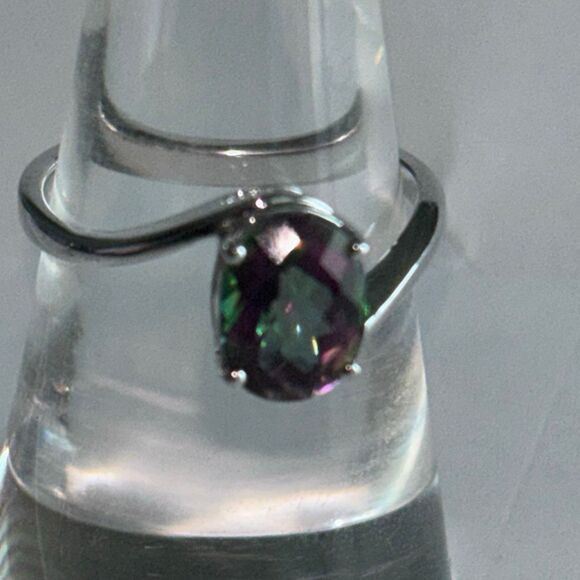 925 sterling silver Mystic Topaz Ring earring pendant set Sz 7 solitaire post - Picture 1 of 11